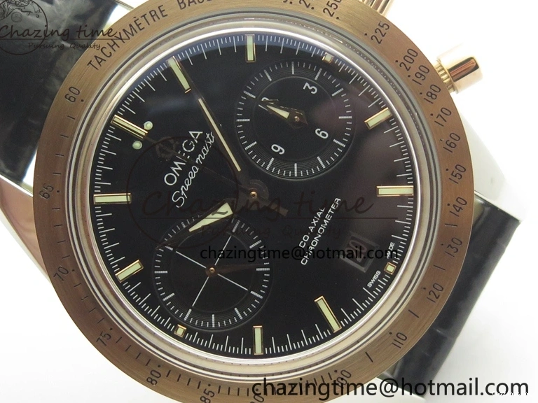 0518 Neat Speedmaster ’57 Co-Axial SS RG OMF 1:1 Best Edition Black Dial On Leather Strap A9300 (Free Leather Strap) 8067